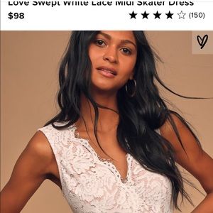 Lulu’s Love Swept White Lace Midi Skater Dress